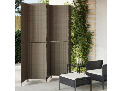 Multidom Paraván 5 panelov sivý polyratan