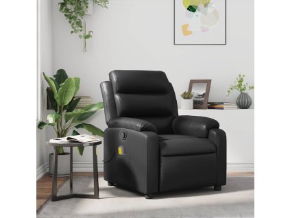 Multidom Sklápacie masážne kreslo čierne lesklé umelá koža