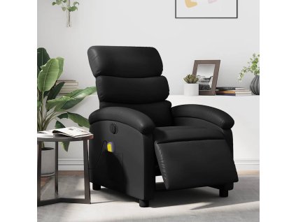 Multidom Elektrické masážne sklápacie kreslo čierne umelá koža