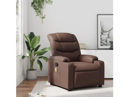 Multidom Sklápacie masážne kreslo hnedé umelá koža