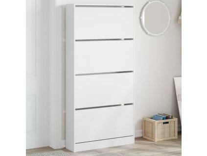 Multidom Botník so 4 výklopnými zásuvkami biely 80x21x163,5 cm