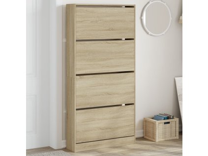 Multidom Botník so 4 výklopnými zásuvkami dub sonoma 80x21x163,5 cm