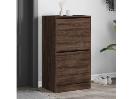 Multidom Botník s 2 výklopnými zásuvkami hnedý dub 60x42x108 cm