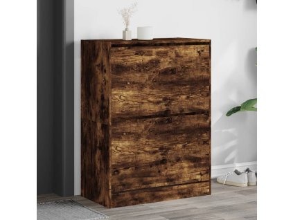 Multidom Botník s 2 výklopnými zásuvkami dymový dub 80x42x108 cm