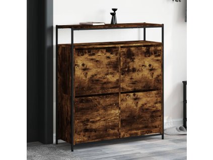 Multidom Botník so 4 výklopnými zásuvkami dymový dub 100x34x112 cm