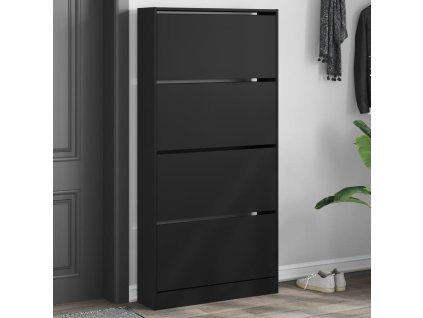 Multidom Botník so 4 výklopnými zásuvkami čierny 80x21x163,5 cm