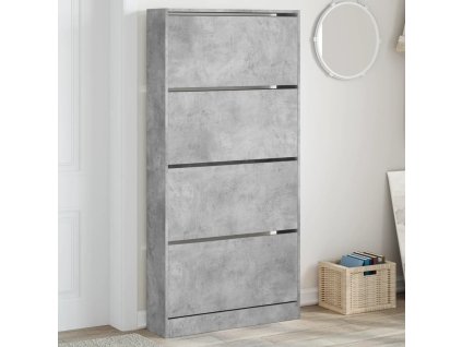 Multidom Botník so 4 výklopnými zásuvkami betónový sivý 80x21x163,5 cm