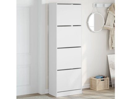 Multidom Botník so 4 výklopnými zásuvkami biely 60x34x187,5 cm