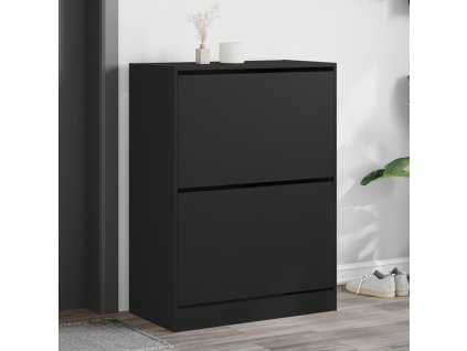 Multidom Botník s 2 výklopnými zásuvkami čierny 80x42x108 cm