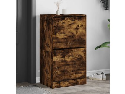 Multidom Botník s 2 výklopnými zásuvkami dymový dub 60x42x108 cm