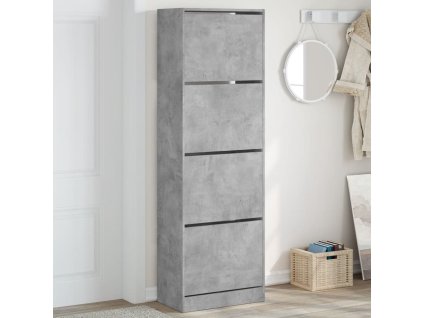 Multidom Botník so 4 výklopnými zásuvkami betónový sivý 60x34x187,5 cm