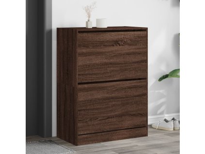 Multidom Botník s 2 výklopnými zásuvkami hnedý dub 80x42x108 cm