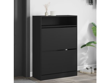 Multidom Botník s 2 výklopnými zásuvkami čierny 80x34x116 cm