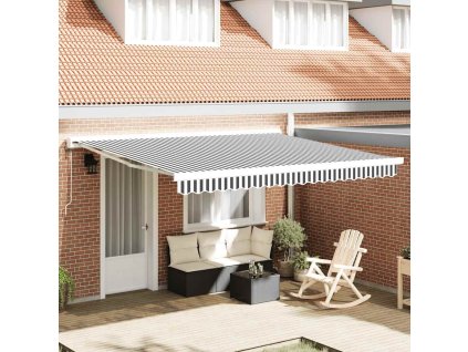 Multidom Zaťahovacia markíza antracit a biela 4x3 m látka a hliník