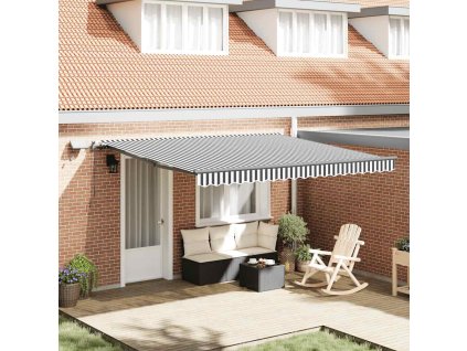 Multidom Ručne zaťahovacia markíza s LED antracit a biela 400x300 cm