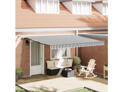 Multidom Automaticky zaťahovacia markíza LED antracit a biela 400x300 cm