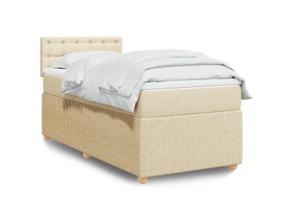 Multidom Posteľný rám boxsping s matracom krémový 90x200 cm látka