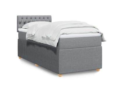 Multidom Posteľný rám boxsping s matracom bledosivý 80x200 cm látka