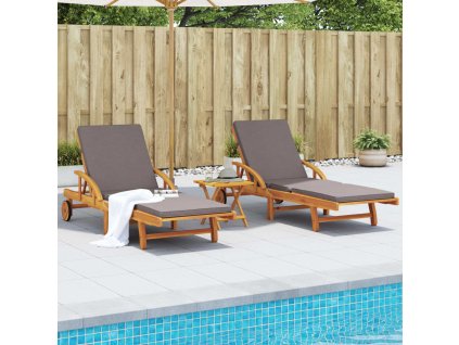 Multidom Lehátka 2 ks s vankúšmi 200x68x83 cm akáciový masív