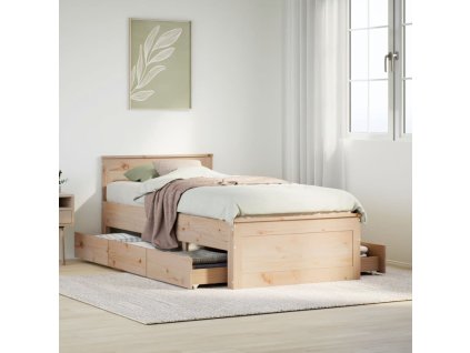 Multidom Posteľ bez matraca s čelom 100x200 cm borovicový masív