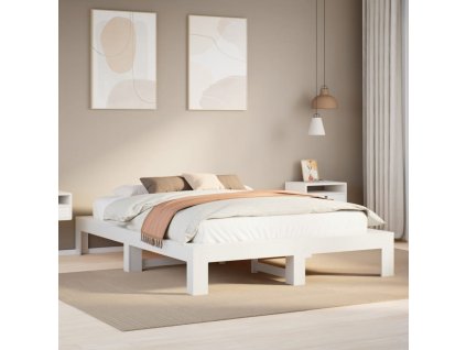 Multidom Posteľ bez matraca biela 160x200 cm masívna borovica