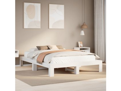 Multidom Posteľ bez matraca biely 150x200 cm masívna borovica