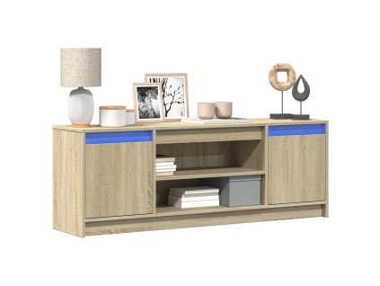 Multidom TV stolík s LED dub sonoma 139,5x34x50 cm kompozitné drevo