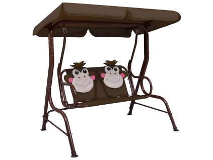 Multidom Detská hojdacia lavica hnedá 115x75x110 cm látka