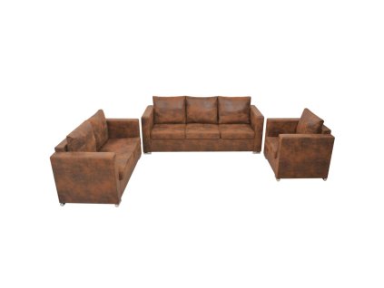 Multidom Súprava sedačiek, 3-dielna, umelá semišová koža