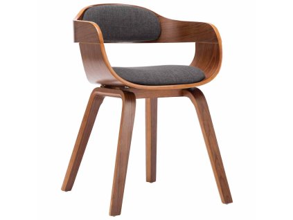 Multidom Jedálenská stolička, tmavosivá, látka a ohýbané drevo