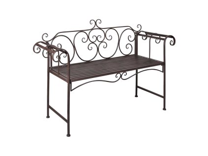 Multidom Záhradná lavička 132 cm, oceľ, starožitná, hnedá