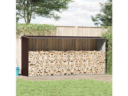 Multidom Záhradná kôlňa na drevo galvanizovaná oceľ 330x84x152 cm hnedá