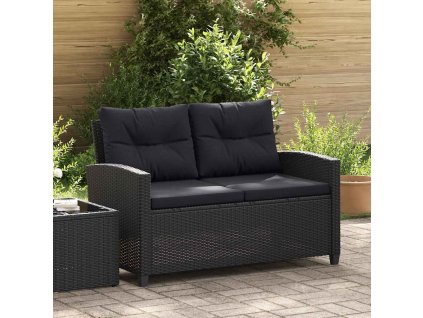 Multidom 2-miestna záhradná pohovka s podložkami čierna 124 cm polyratanová