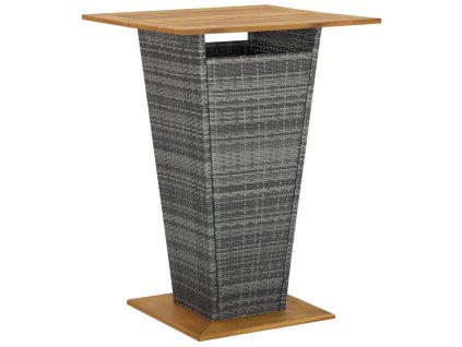 Multidom Barový stôl sivý 80x80x110 cm polyratan a akáciový masív