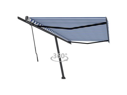 Multidom Voľne stojaca ručne zaťahovacia markíza 500x300 cm modro-biela