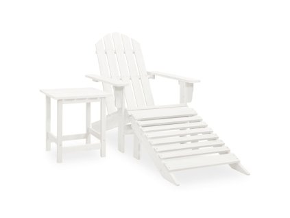 Multidom Záhradná stolička Adirondack s otomanom a stolíkom jedľový masív biela