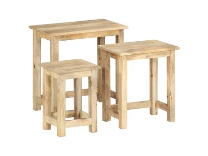 Multidom Zasúvacie stolíky 3 ks mangovníkový masív