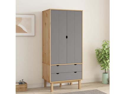 Multidom Šatník OTTA, hnedo sivý 76,5x53x172 cm, borovicový masív