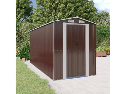 Multidom Záhradná kôlňa tmavohnedá 192x440x223 cm pozinkovaná oceľ