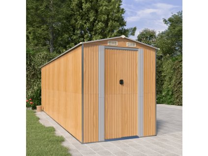 Multidom Záhradná kôlňa bledohnedá 192x606x223 cm pozinkovaná oceľ