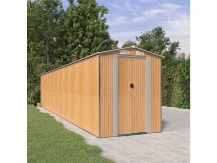Multidom Záhradná kôlňa bledohnedá 192x938x223 cm pozinkovaná oceľ