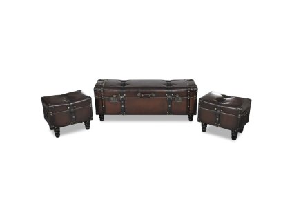 Multidom Súprava úložných lavíc 3 ks, hnedé