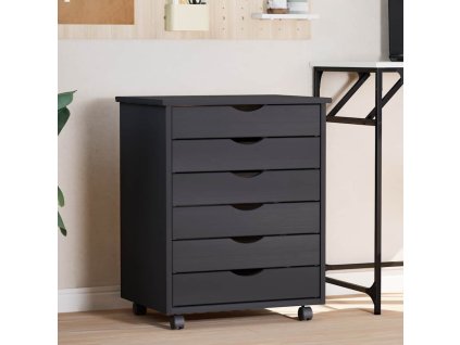 Multidom Skrinka so zásuvkami na kolieskach MOSS sivá masívna borovica