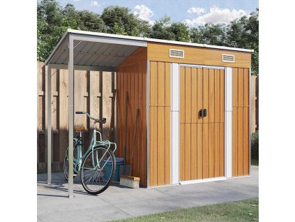 Multidom Záhradná kôlňa predĺž. strecha svetlohnedá 277x107x181cm oceľ