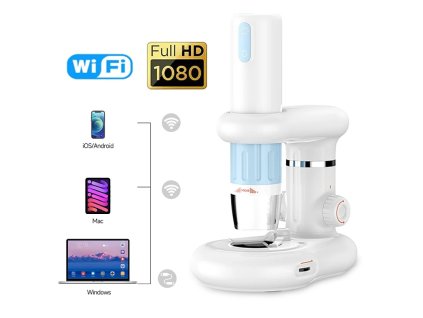 W-Star Digitálny Mikroskop Wi-Fi WSCM2 1000x, HD, prísvit, stojan, biela
