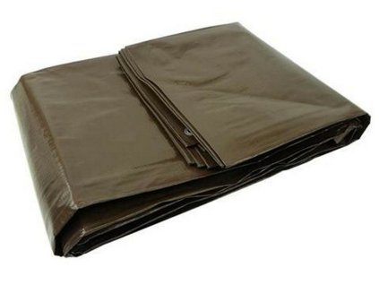 Plachta PP/PE nepromokavá extra silná, hnědá, 4x5m / Proříznutá místy - možnost opravy GEKO