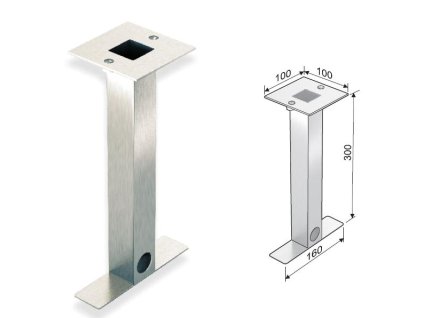 MCJ Záhradný montážny stĺpik 100 x 100 mm, nerez