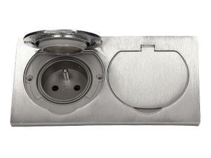 Zapustená dvojzásuvka s viečkami, hermeticky uzavretá ORNO OR-AE-1398, nerez IP55