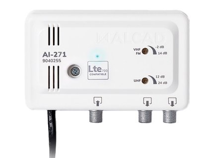 ALCAD AI-271 zosilňovač, VHF/UHF, 2 výstupy, 102 dBµV