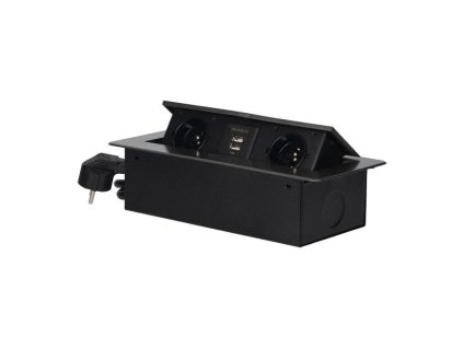 Výklopný blok zapustený ORNO OR-AE-13126/GR, 2x 230V a 2x USB, grafitová